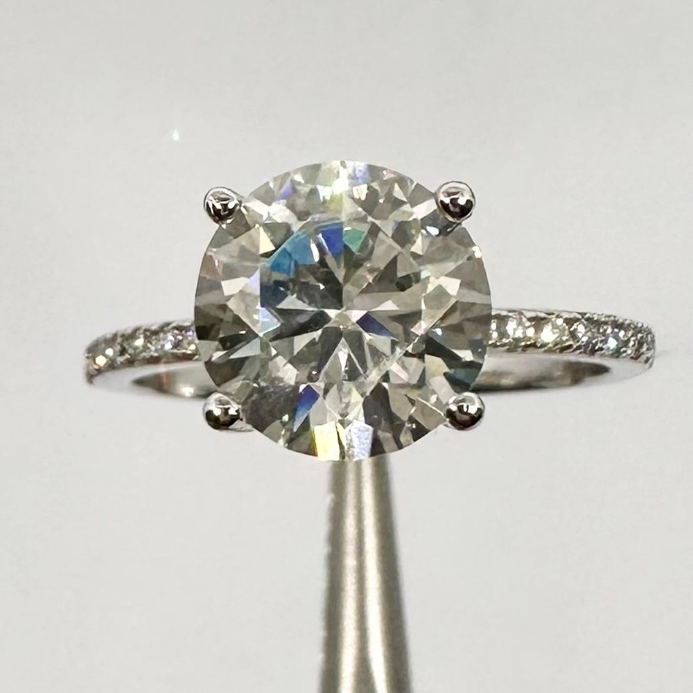 Moissanite Diamond Engagement Ring 2 Ct Brilliant 18K Finish GRA Size 10.5
